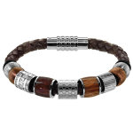 Composition bracelet charms thabora pour homme cuir et acier marron Composition bracelet charms thabora pour homme cuir et acier marron
