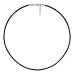 Cordon en coton cir� lisse noir et fermoir en argent rhodi� - longueur 35cm + 5cm de rallonge