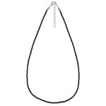 Cordon en coton noir et fermoir en argent rhodi - largeur 2mm et longueur 42cm + 5cm de rallonge
