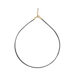Cordon en coton noir lisse et fermoir en plaqu or - longueur 40cm + 5cm de rallonge