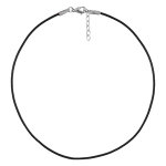 Cordon en coton noir plastifi souple et fermoir en acier - longueur 40cm + 5cm de rallonge