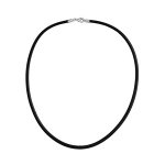 Cordon en cuir noir et fermoir en argent - largeur 3mm et longueur 42cm