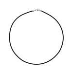 Cordon en plastique noir et fermoir en argent rhodi - longueur 42cm + 2cm de rallonge