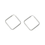 Créoles en argent carrées fantaisies portées en diagonale 34mm x 34mm Créoles en argent carrées fantaisies portées en diagonale 34mm x 34mm