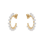 Cr�oles en argent dor� perle de culture d'eau douce blanche