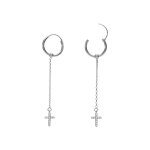 Croles en argent rhodi 15mm chanette et croix oxydes blancs