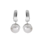 Créoles en argent rhodié demi créoles avec perle de culture d'eau douce blanche suspendu et fermoir poussette ... Créoles en argent rhodié demi créoles avec perle de culture d'eau douce blanche suspendu et fermoir poussette ...