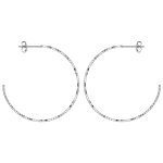 Cr�oles en argent rhodi� tube diamant� 41 mm et fermoir poussette