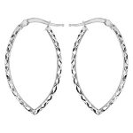 Créoles en argent rhodié fantaisies forme ovale pointue diamantées Créoles en argent rhodié fantaisies forme ovale pointue diamantées