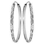 Croles en argent rhodi fantaisie ruban diamant large 46mm