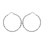 Croles en argent rhodi fantaisies stri noir diamtre 32mm