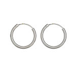 Cr�oles en argent rhodi� fil lisse en 2mm et diam�tre 25 mm