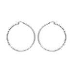 Créoles en argent rhodié fil lisse en 2mm et diamètre 35mm fermoir clips Créoles en argent rhodié fil lisse en 2mm et diamètre 35mm fermoir clips