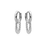 Créoles en argent rhodié avec pampille anneau torsadé Créoles en argent rhodié avec pampille anneau torsadé