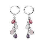 Créoles en argent rhodié avec pampilles oxydes multi couleurs en forme de goutte Créoles en argent rhodié avec pampilles oxydes multi couleurs en forme de goutte