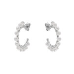 Cr�oles en argent rhodi� perle de culture d'eau douce blanche