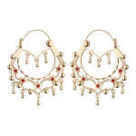 Créoles éthniques en plaqué or avec pierres rouges diamètre 45mm Créoles éthniques en plaqué or avec pierres rouges diamètre 45mm