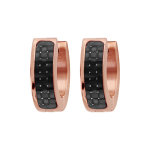 Croles fantaisies en acier et pvd rose articules avec motif en carbone