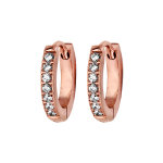 Croles fantaisies en acier et pvd rose articules avec oxydes blancs sertis sur 1 face