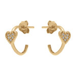 Cr�oles en plaqu� or 10mm avec coeurs pav�s d'oxydes blancs