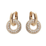 Cr�oles en plaqu� or articul�es avec anneaux oxydes blancs sertis