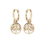 Cr�oles en plaqu� or articul�e avec pampille arbre de vie