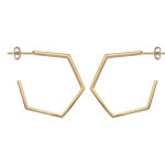 Croles en plaqu or fantaisie hexagonal grand modle et fermoir poussette