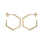 Croles en plaqu or fantaisie hexagonal petit modle et fermoir poussette