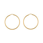 Créoles en plaqué or fil lisse - largeur 1, 5mm et diamètre anneaux 45mm Créoles en plaqué or fil lisse - largeur 1, 5mm et diamètre anneaux 45mm