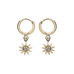 Croles en plaqu or avec pampille soleil oxydes blancs sertis