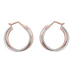 Croles en plaqu or rose et plaqu palladium double anneaux entrelacs