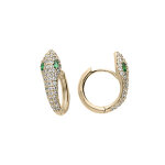Croles en plaqu or serpent enroul avec oxydes blancs et verts sertis