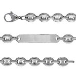 Gourmette en acier satin grain de caf 9, 5mm - 21cm