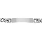 Gourmette en acier satiné plaque identité à graver 10mm maille gourmette largeur 9mm longueur 21cm Gourmette en acier satiné plaque identité à graver 10mm maille gourmette largeur 9mm longueur 21cm