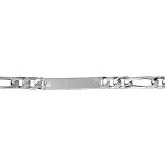 Gourmette en argent maille figaro 1 + 3 avec diamantage étoilé dans 2 angles - largeur 6mm et longueur ... Gourmette en argent maille figaro 1 + 3 avec diamantage étoilé dans 2 angles - largeur 6mm et longueur ...