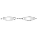Gourmette en argent maille serre avec 2 plaques ovales - largeur 2mm et longueur 18cm + 1cm de rallonge ...