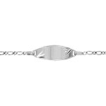 Gourmette pour bébé en argent maille 1 + 1 avec plaque ovale et diamantage étoilé dans les coins - largeur ... Gourmette pour bébé en argent maille 1 + 1 avec plaque ovale et diamantage étoilé dans les coins - largeur ...