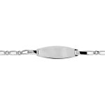 Gourmette pour bébé en argent rhodié maille figaro 1 + 1 avec plaque ovale - largeur 2mm et longueur ... Gourmette pour bébé en argent rhodié maille figaro 1 + 1 avec plaque ovale - largeur 2mm et longueur ...