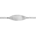 Gourmette pour bébé en argent rhodié maille serrée avec plaque ovale et diamantage étoilé dans les coins ... Gourmette pour bébé en argent rhodié maille serrée avec plaque ovale et diamantage étoilé dans les coins ...
