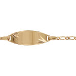 Gourmette pour bb en plaqu or maille 1 + 1 avec plaque ovale et diamantage toil dans les coins - ...