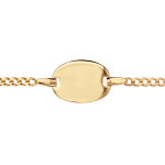 Gourmette pour bb en plaqu or maille serre avec plaque arrondie - longueur 13cm + 2cm de rallonge ...