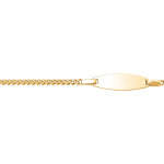 Gourmette pour bb en plaqu or maille serre avec plaque ovale - largeur 2mm et longueur 13cm + 2cm ...