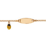 Gourmette bb en plaqu or avec plaque ovale pampille coccinelle orange 13 + 2cm