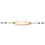 Gourmette bb plaque ovale argent et dorure jaune, rsine multicolore dgrad bleu, rglable de 13cm ...