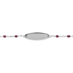 Gourmette b�b� plaque ovale argent, r�sine violette, r�glable de 13cm � 15cm