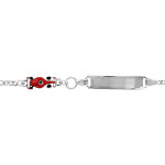 Gourmette pour enfant en argent rhodié maille 1 + 3 avec voiture rouge sur la chaîne - largeur 4mm et ... Gourmette pour enfant en argent rhodié maille 1 + 3 avec voiture rouge sur la chaîne - largeur 4mm et ...