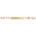 Gourmette pour enfant en plaqu or maille grain de caf plaque  graver fermoir mousqueton 13 cm + 2 ...