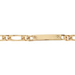 Gourmette en plaqu or maille figaro 1 + 1 avec diamantage toil dans 2 angles - largeur 6mm et longueur ...