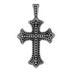 Pendentif en acier croix avec picots patinés Pendentif en acier croix avec picots patinés
