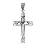 Pendentif en acier croix avec striures sur les bords et croix superposée au milieu Pendentif en acier croix avec striures sur les bords et croix superposée au milieu